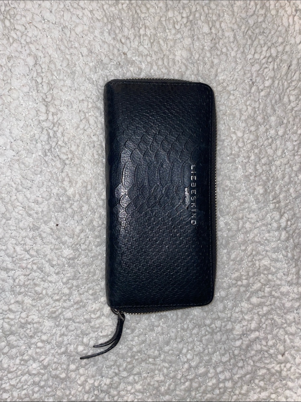 Liebeskind Berlin Sally L Leather Continental Wallet Black Snakeskin Embossed